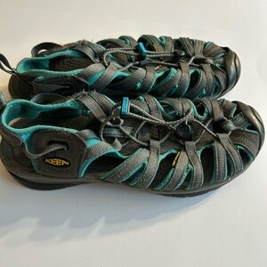 KEEN GRAY/TEAL/AQUA WATERPROOF OUTDOOR SHOES WALKING OR HIKING WOMEN’S SIZE 9